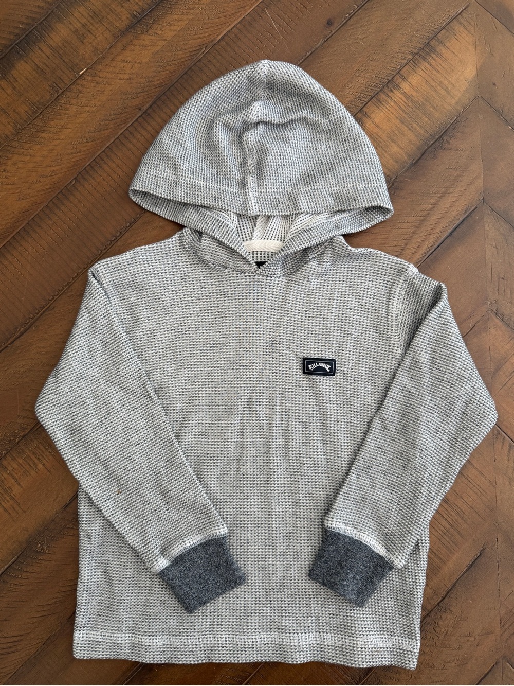 Billabong Light Gray Waffle Knit Hoodie with Dark Gray Cuffs